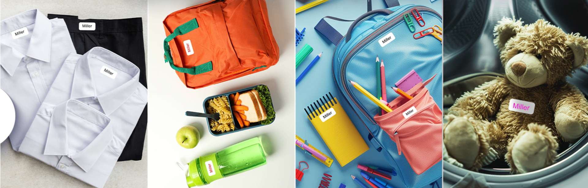 Colourful personalised name labels for kids